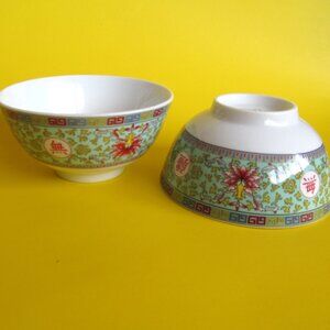 Asian vintage longevity Mun Shou rice bowl